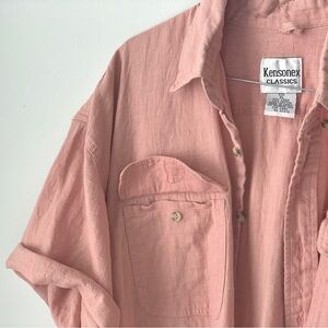 vintage pale pink linen unisex short sleeve shirt